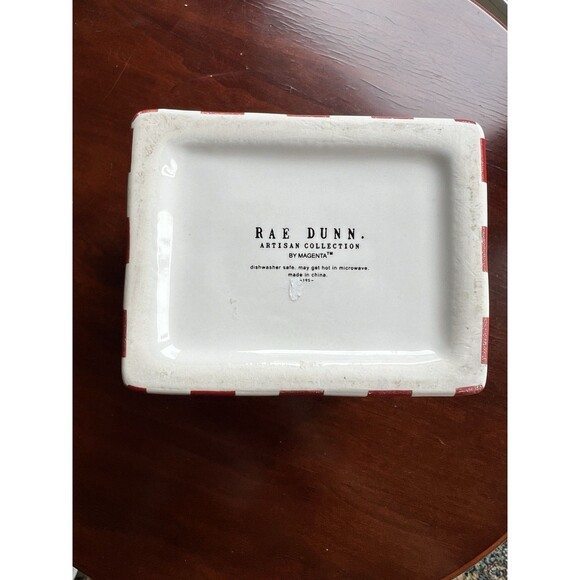 Rae Dunn by Magenta Red & White Ceramic Popcorn Server Bucket Artisan Collection - Picture 3 of 4